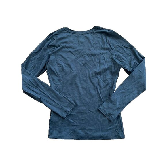 SEG"MENTS long sleeve 100% merino wool top v-neck black wash size Small A001314 - Picture 7 of 7